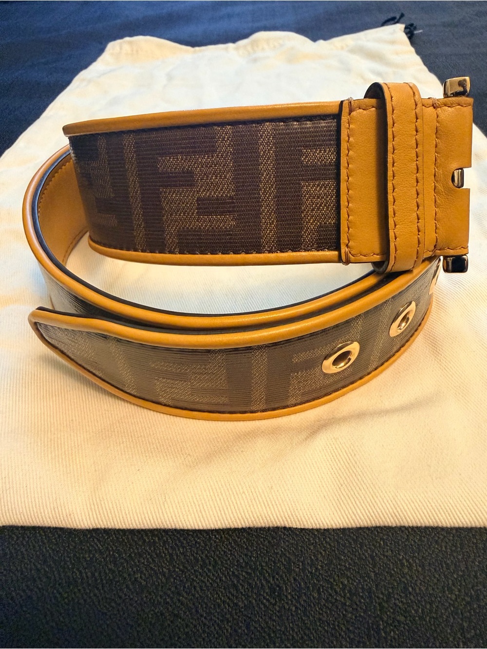 FENDI Yellow and Brown Forever FENDI Belt